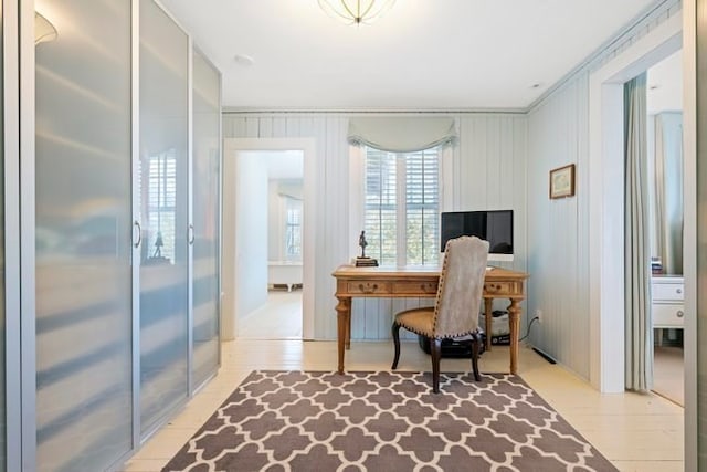 office space featuring light wood-type flooring