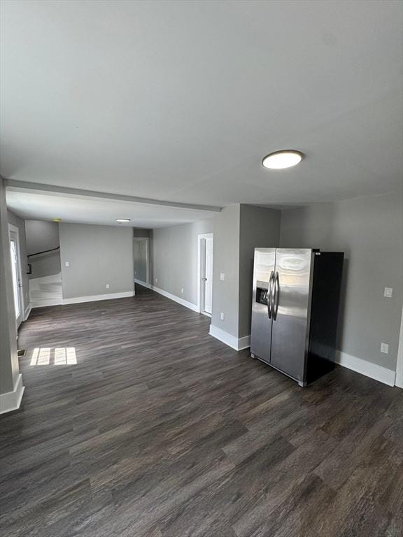 32 Main St, Monson, MA 01057 - kitchen featuring stainless steel fridge and dark wood-style flooring