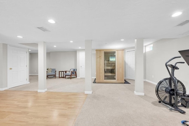 18 Preserve Way, Sturbridge, MA 01566 - workout area with baseboards, recessed lighting, and light wood-style flooring
