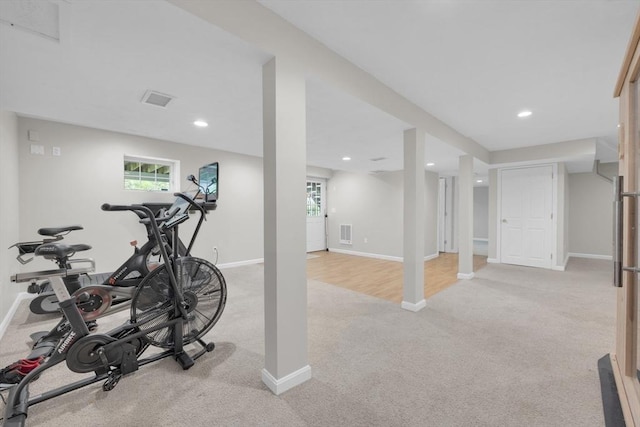 18 Preserve Way, Sturbridge, MA 01566 - workout room featuring light carpet, baseboards, healthy amount of natural light, and recessed lighting