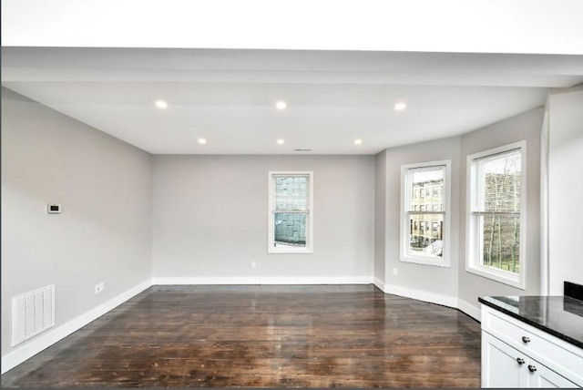 unfurnished dining area featuring dark hardwood / wood-style floors