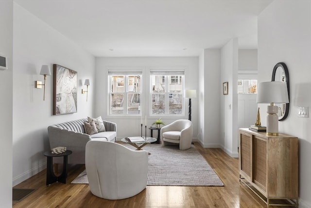 living room with hardwood / wood-style floors