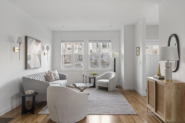 living room with wood-type flooring