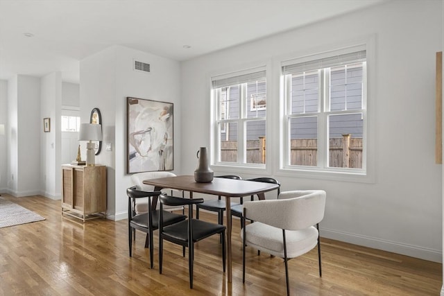 dining space featuring hardwood / wood-style floors