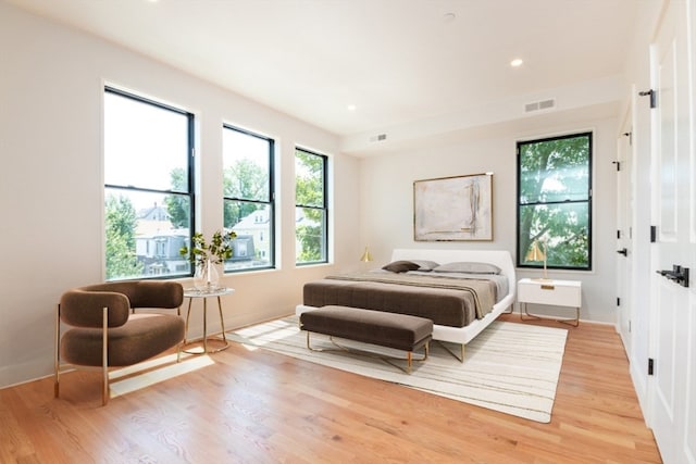 bedroom featuring light wood-type flooring