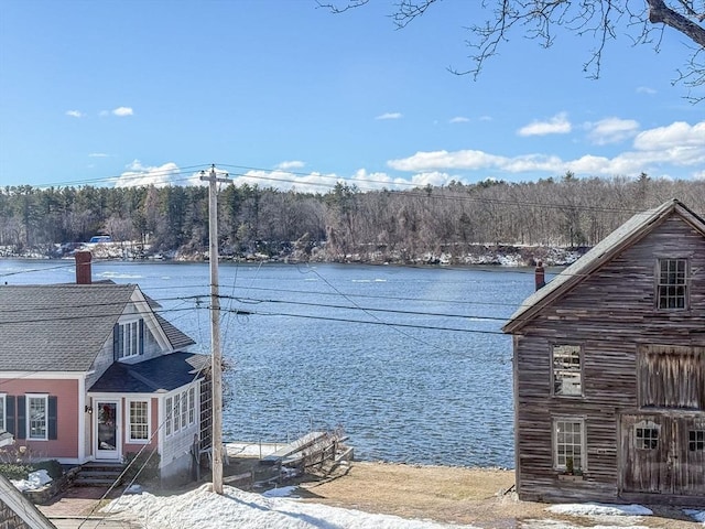 property view of water with entry steps