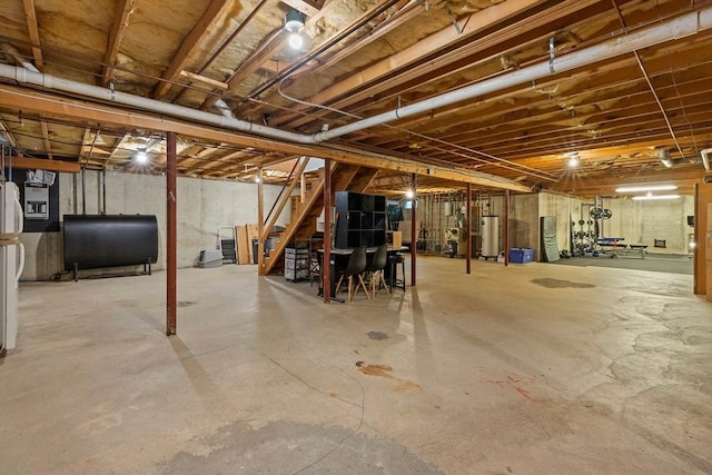 basement featuring gas water heater