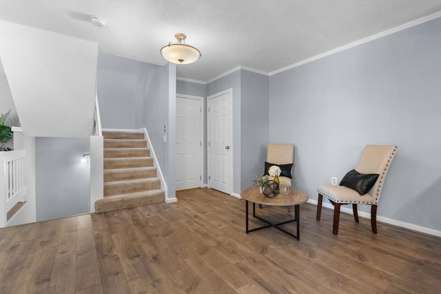 unfurnished room featuring dark hardwood / wood-style flooring and ornamental molding