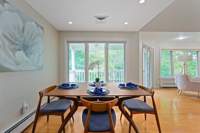 501 Lexington St Unit 35, Waltham, MA 02452 - dining room featuring healthy amount of natural light, recessed lighting, light wood finished floors, and a baseboard heating unit
