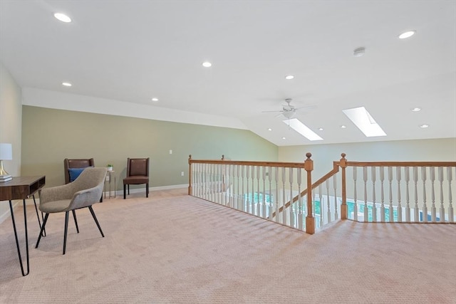 501 Lexington St Unit 35, Waltham, MA 02452 - office space featuring a skylight, carpet flooring, a ceiling fan, recessed lighting, and lofted ceiling