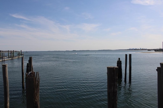 view of dock featuring a water view