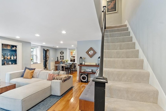 18 River St Unit 18, Andover, MA 01810 - stairs featuring wood finished floors and recessed lighting
