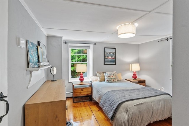 18 River St Unit 18, Andover, MA 01810 - bedroom featuring light wood-style flooring, a baseboard heating unit, and crown molding
