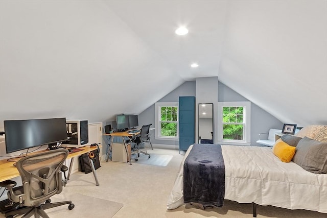 18 River St Unit 18, Andover, MA 01810 - carpeted bedroom with a desk and vaulted ceiling