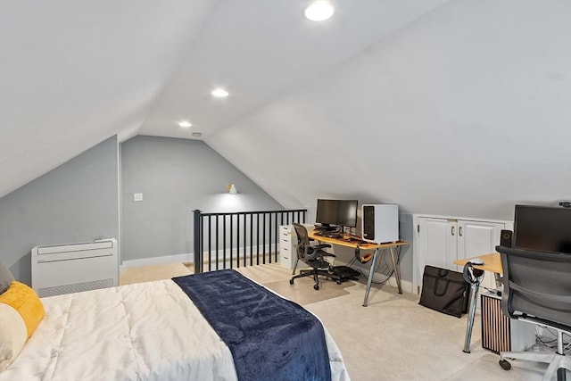 18 River St Unit 18, Andover, MA 01810 - bedroom with lofted ceiling, recessed lighting, a desk, and carpet