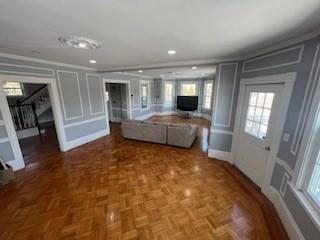 kitchen with parquet flooring