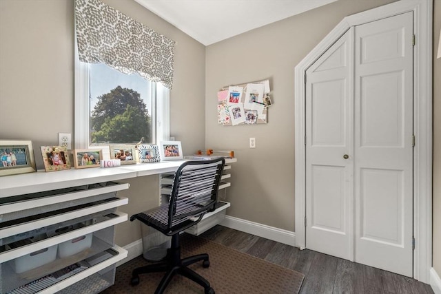 19 Buckmaster Dr, Sudbury, MA 01776 - office area featuring baseboards and dark wood finished floors