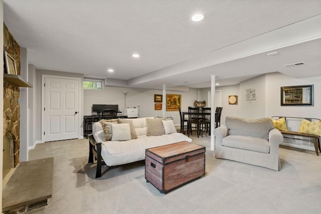 19 Buckmaster Dr, Sudbury, MA 01776 - carpeted living area with recessed lighting and visible vents