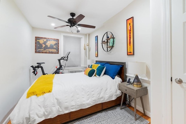 37 Grove St Unit 2, Boston, MA 02114 - bedroom featuring radiator heating unit, wood finished floors, ceiling fan, and recessed lighting