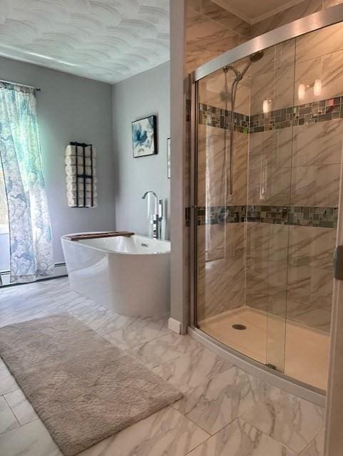 bathroom with independent shower and bath