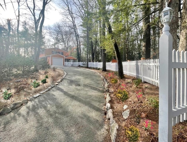 exterior space with a garage