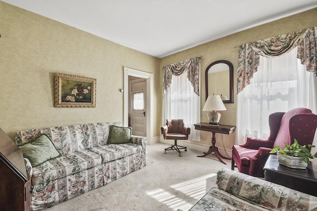 view of carpeted living area