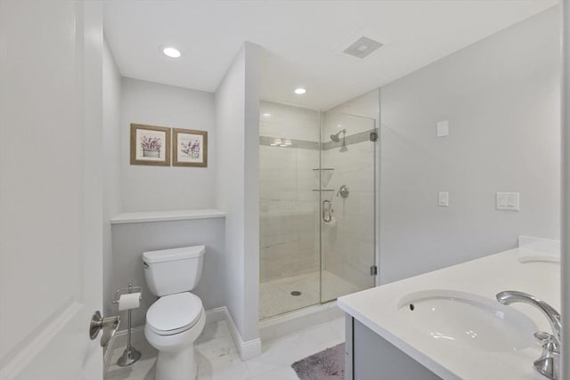 7 Garvey Rd Unit 7, Woburn, MA 01801 - full bath featuring a shower stall, double vanity, recessed lighting, and marble finish floors