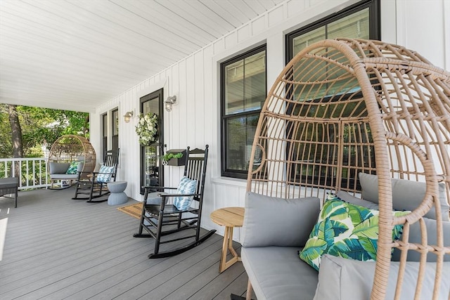 deck featuring a porch