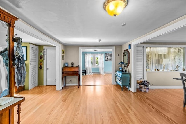 foyer with light wood-type flooring