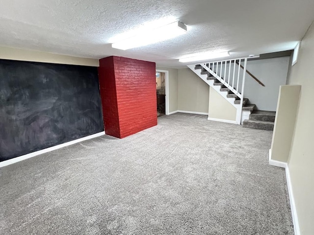 65 Franklin Rd, Longmeadow, MA 01106 - finished basement featuring stairs, a textured ceiling, and carpet