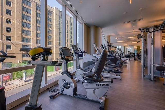 188 Brookline Ave Unit 23C, Boston, MA 02215 - exercise room with wood finished floors