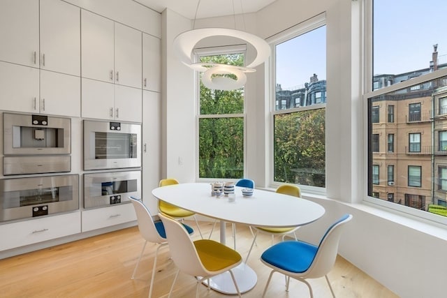 interior space with light hardwood / wood-style floors