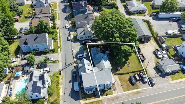 17-19 Whitehall Rd, Amesbury, MA 01913 - aerial perspective of suburban area featuring property boundaries highlighted and a pool