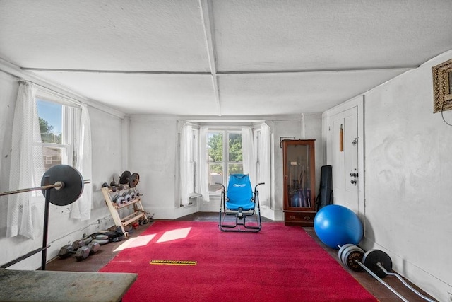 17-19 Whitehall Rd, Amesbury, MA 01913 - exercise area featuring a textured ceiling