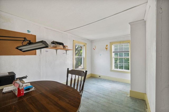 17-19 Whitehall Rd, Amesbury, MA 01913 - carpeted dining area with plenty of natural light and ornamental molding