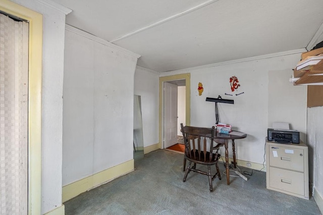 17-19 Whitehall Rd, Amesbury, MA 01913 - dining space with carpet flooring and ornamental molding