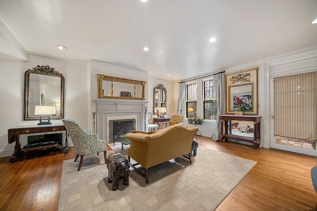 living area with wood-type flooring