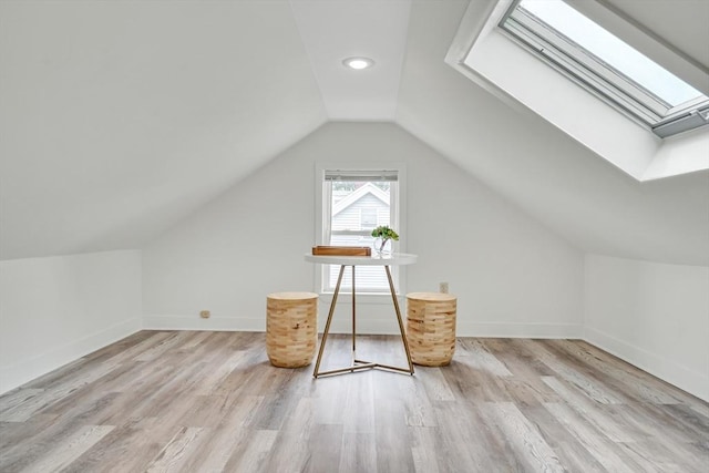 215 Norfolk St Unit 2, Cambridge, MA 02139 - bonus room with a skylight, lofted ceiling, and wood finished floors
