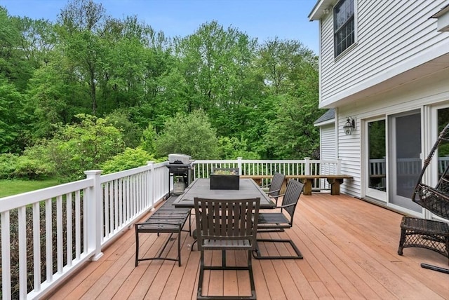 176 Spring St, Hopkinton, MA 01748 - wooden terrace with outdoor dining area and grilling area