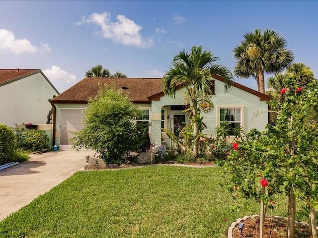1244 Corktree E, Port Charlotte, FL 33952 - view of front of property with driveway, an attached garage, a front lawn, and stucco siding