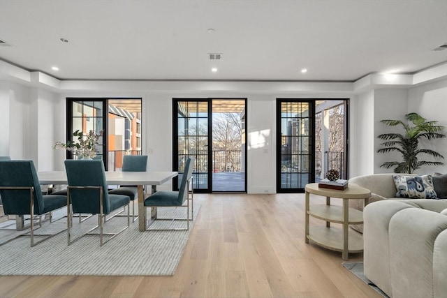 interior space with light hardwood / wood-style flooring