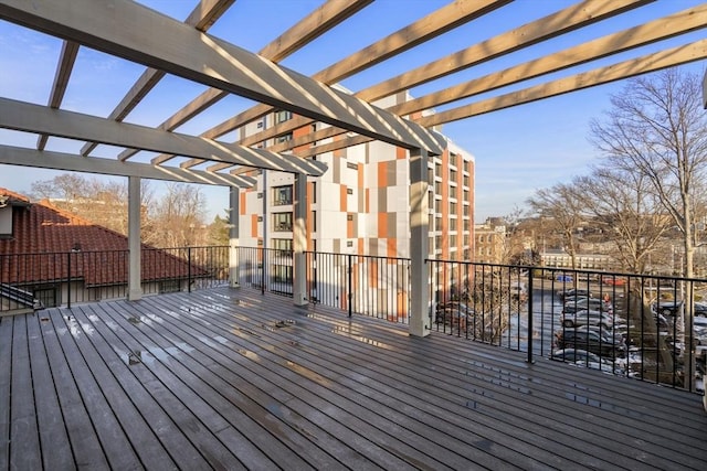 wooden deck with a pergola