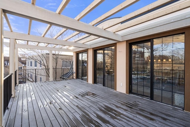 wooden terrace featuring a pergola