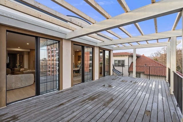 wooden deck with a pergola