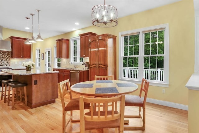 15 Sylvan Dr, Stow, MA 01775 - dining room featuring light wood-style floors, baseboards, recessed lighting, and a chandelier