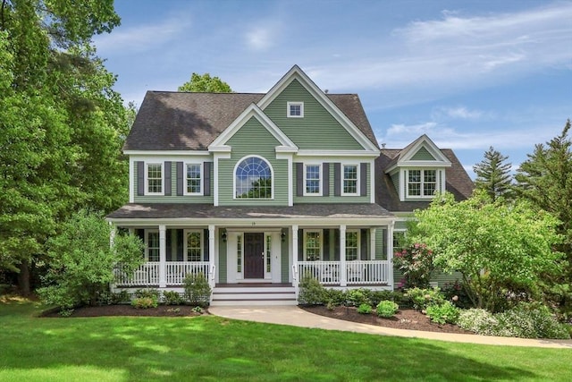 15 Sylvan Dr, Stow, MA 01775 - colonial-style house with covered porch, a shingled roof, and a front lawn