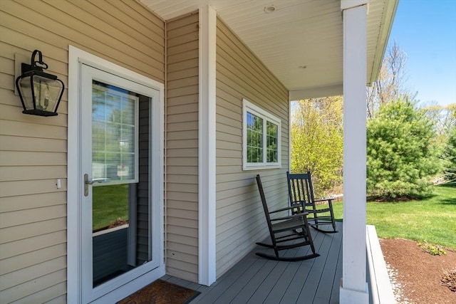 deck featuring a porch