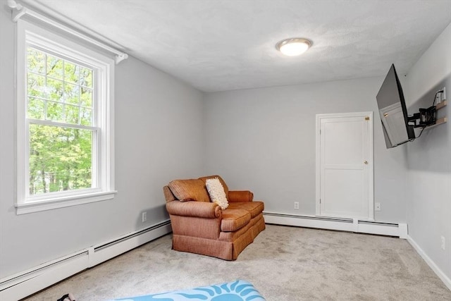 163 Candlestick Rd, North Andover, MA 01845 - sitting room with baseboard heating, carpet flooring, and healthy amount of natural light