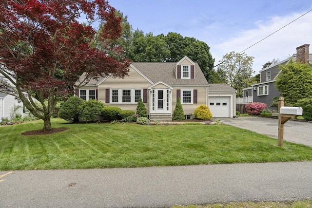 230 Beal Rd, Waltham, MA 02453 - view of front of house featuring driveway, a front yard, entry steps, an attached garage, and roof with shingles