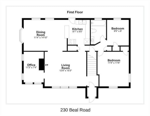 230 Beal Rd, Waltham, MA 02453 - property floor plan